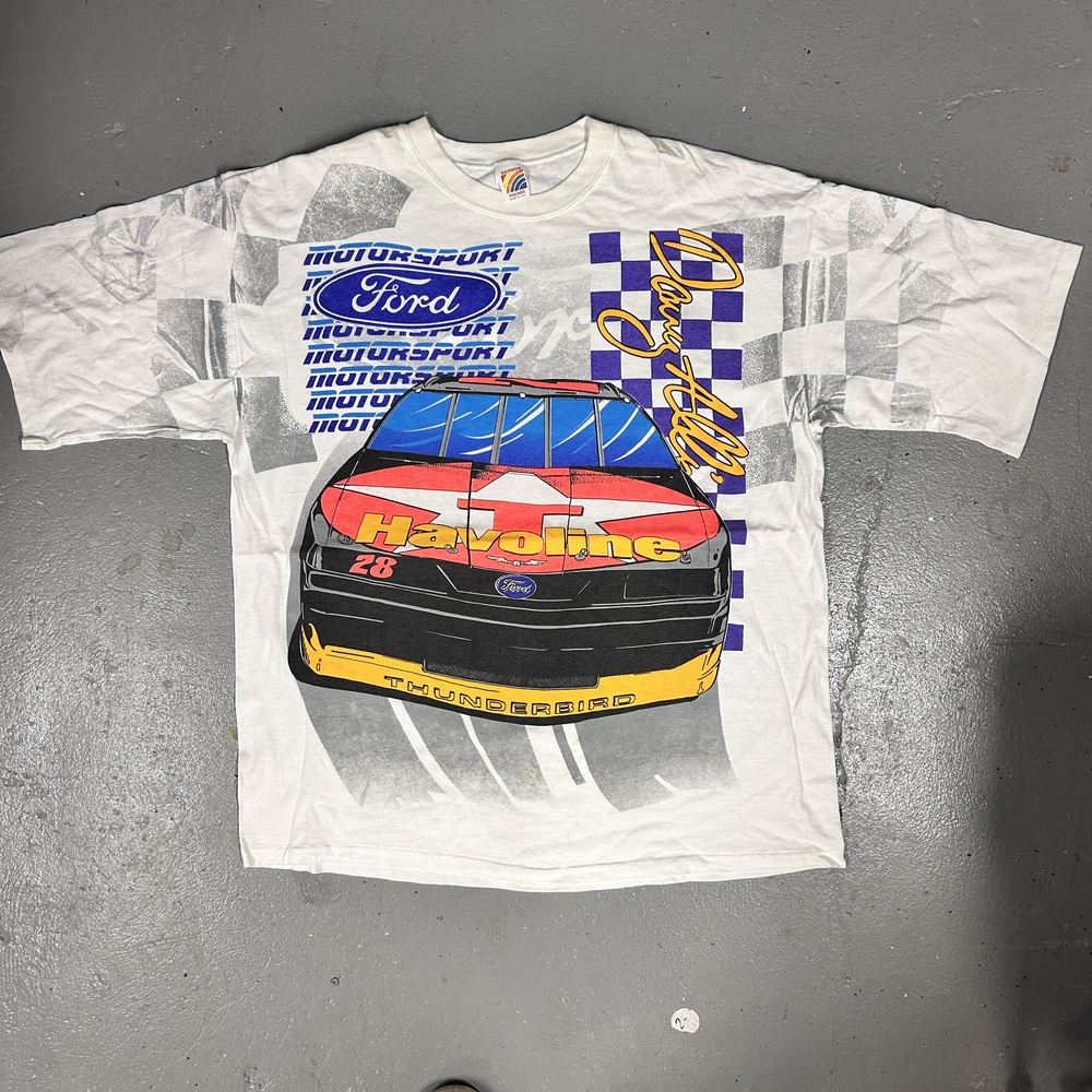 Vintage 90s Davey Allison Havoline Racing Graphic T-Shirt Single Stitch